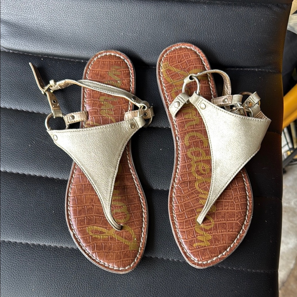 Sam Edelman Gold Brown Thong Sandals
